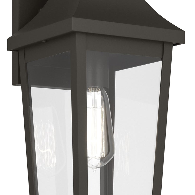 Kichler Cleary 20in 1-Light Outdoor Wall Light | Traditional Olde Bronze Aluminum and Clear Glass | Entryway & Pathway | 7 x 20 x 8 in | Model 59194OZ