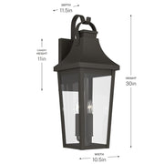 Kichler Cleary 30in 3-Light Outdoor Wall Light | Traditional Olde Bronze and Clear Glass | Entryway & Patio Accent | Model 59196OZ