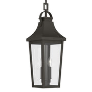 Kichler Cleary 24in 2-Light Outdoor Pendant | Traditional Olde Bronze Aluminum and Clear Glass | Covered Porch & Patio | Model 59198OZ
