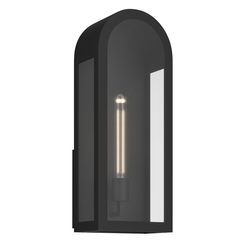 Kichler Marea 20in 1-Light Outdoor Wall Sconce | Art Deco Textured Black and Clear Glass | Entryway & Porch | 8 x 20.25 x 5.75 in | Model 59202BKT