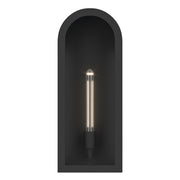 Kichler Marea 20in 1-Light Outdoor Wall Sconce | Art Deco Textured Black and Clear Glass | Entryway & Porch | 8 x 20.25 x 5.75 in | Model 59202BKT