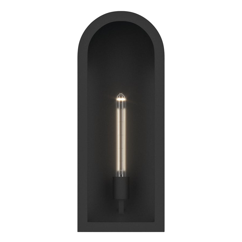 Kichler Marea 20in 1-Light Outdoor Wall Sconce | Art Deco Textured Black and Clear Glass | Entryway & Porch | 8 x 20.25 x 5.75 in | Model 59202BKT