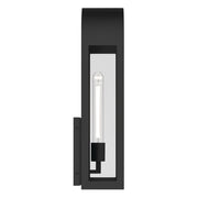 Kichler Marea 20in 1-Light Outdoor Wall Sconce | Art Deco Textured Black and Clear Glass | Entryway & Porch | 8 x 20.25 x 5.75 in | Model 59202BKT