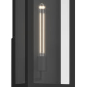 Kichler Marea 20in 1-Light Outdoor Wall Sconce | Art Deco Textured Black and Clear Glass | Entryway & Porch | 8 x 20.25 x 5.75 in | Model 59202BKT