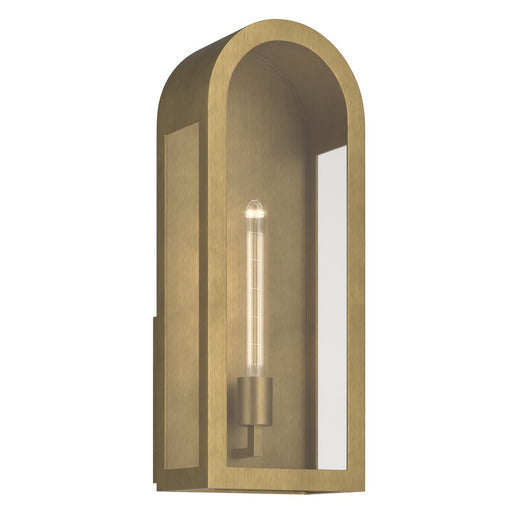 Kichler Marea 20in 1-Light Outdoor Wall Sconce | Art Deco Natural Brass and Clear Glass | Entryway & Porch | 8 x 20 x 6 in | Model 59202NBR