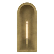 Kichler Marea 20in 1-Light Outdoor Wall Sconce | Art Deco Natural Brass and Clear Glass | Entryway & Porch | 8 x 20 x 6 in | Model 59202NBR