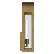 Kichler Marea 20in 1-Light Outdoor Wall Sconce | Art Deco Natural Brass and Clear Glass | Entryway & Porch | 8 x 20 x 6 in | Model 59202NBR