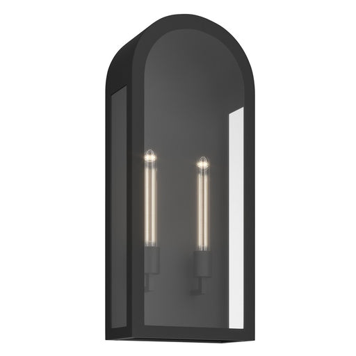 Kichler Marea 25in 2-Light Outdoor Wall Light | Art Deco Textured Black and Clear Glass | Porch & Patio | 11 x 25 in | Model 59203BKT