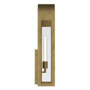 Kichler Marea 25in 2-Light Outdoor Wall Light | Art Deco Natural Brass and Clear Glass | Entryway & Porch | 11 x 25 x 5.75 in | Model 59203NBR