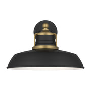 Kichler Fielding 12in 1-Light Outdoor Wall Light | Industrial Natural Brass and Black | Entryway & Porch | 12 x 10 x 12.5 in | Model 59205NBR