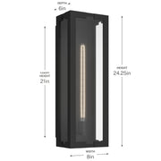 Kichler Calen 24.25in 1-Light Outdoor Wall Light | Modern Textured Black Aluminum and Clear Glass | Covered Patio & Entryway | Model 59210BKT