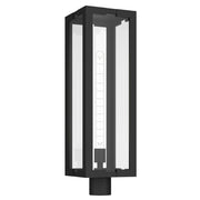 Kichler Calen 27in 1-Light Outdoor Post | Modern Textured Black Aluminum and Clear Glass | Entryway & Patio | 8 x 8 x 27 in | Model 59211BKT