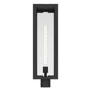 Kichler Calen 27in 1-Light Outdoor Post | Modern Textured Black Aluminum and Clear Glass | Entryway & Patio | 8 x 8 x 27 in | Model 59211BKT
