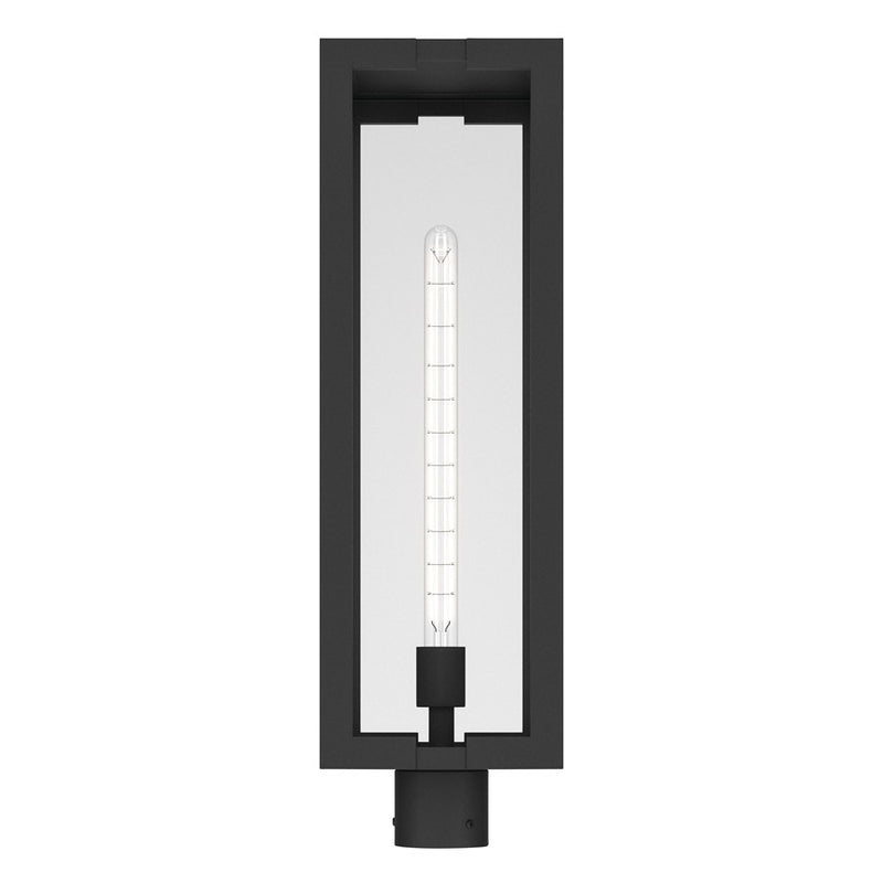 Kichler Calen 27in 1-Light Outdoor Post | Modern Textured Black Aluminum and Clear Glass | Entryway & Patio | 8 x 8 x 27 in | Model 59211BKT