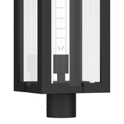 Kichler Calen 27in 1-Light Outdoor Post | Modern Textured Black Aluminum and Clear Glass | Entryway & Patio | 8 x 8 x 27 in | Model 59211BKT