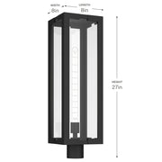 Kichler Calen 27in 1-Light Outdoor Post | Modern Textured Black Aluminum and Clear Glass | Entryway & Patio | 8 x 8 x 27 in | Model 59211BKT