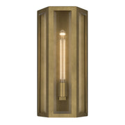 Kichler Berens 16in 1-Light Outdoor Wall Sconce | Traditional Natural Brass and Clear Beveled Glass | Entryway & Porch | Model 59214NBR