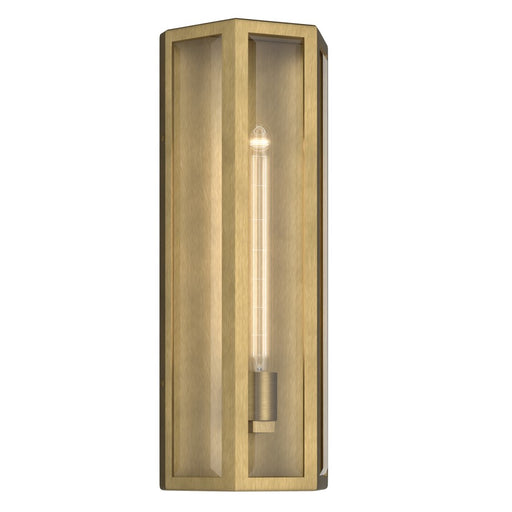 Kichler Berens 20in 1-Light Outdoor Wall Sconce | Traditional Natural Brass Aluminum and Clear Beveled Glass | Entryway & Porch | Model 59215NBR