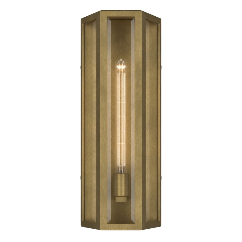 Kichler Berens 20in 1-Light Outdoor Wall Sconce | Traditional Natural Brass Aluminum and Clear Beveled Glass | Entryway & Porch | Model 59215NBR