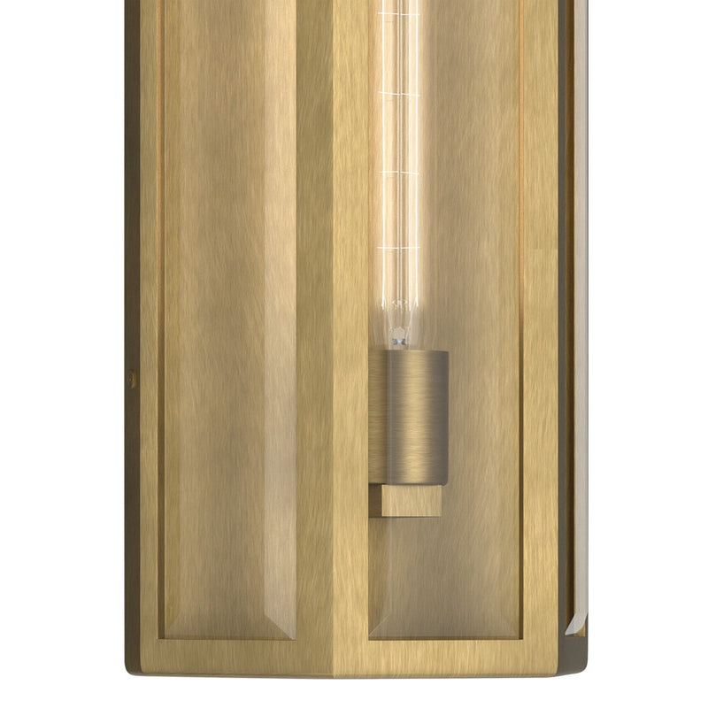 Kichler Berens 20in 1-Light Outdoor Wall Sconce | Traditional Natural Brass Aluminum and Clear Beveled Glass | Entryway & Porch | Model 59215NBR