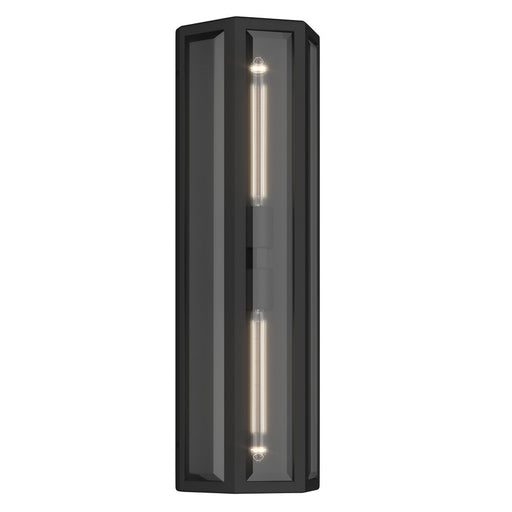 Kichler Berens 24in 2-Light Outdoor Wall Sconce | Traditional Textured Black and Clear Beveled Glass | Entryway & Garage | Model 59216BKT