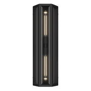 Kichler Berens 24in 2-Light Outdoor Wall Sconce | Traditional Textured Black and Clear Beveled Glass | Entryway & Garage | Model 59216BKT