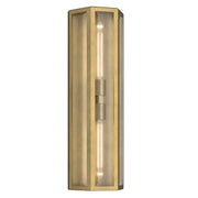 Kichler Berens 24in 2-Light Outdoor Wall Light | Traditional Natural Brass Aluminum and Clear Beveled Glass | Entryway & Porch | Model 59216NBR