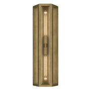 Kichler Berens 24in 2-Light Outdoor Wall Light | Traditional Natural Brass Aluminum and Clear Beveled Glass | Entryway & Porch | Model 59216NBR