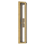 Kichler Berens 24in 2-Light Outdoor Wall Light | Traditional Natural Brass Aluminum and Clear Beveled Glass | Entryway & Porch | Model 59216NBR