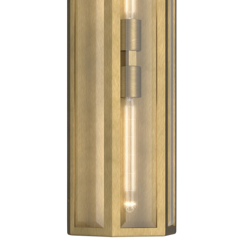 Kichler Berens 24in 2-Light Outdoor Wall Light | Traditional Natural Brass Aluminum and Clear Beveled Glass | Entryway & Porch | Model 59216NBR