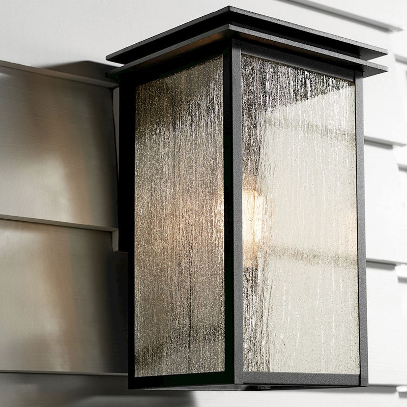 Kichler Arkville 1 Light Outdoor Wall Light, Medium, Black/Seeded