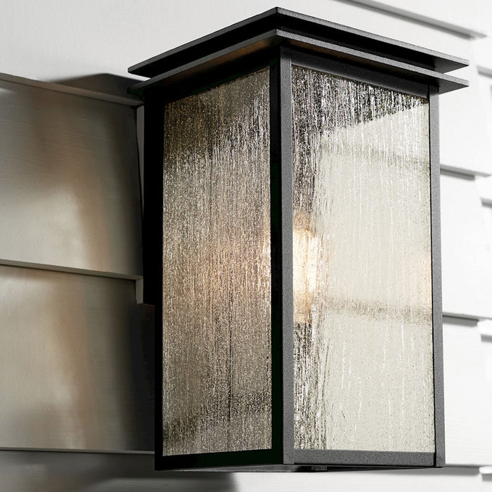 Kichler Arkville 1 Light Outdoor Wall Light, Medium, Black/Seeded