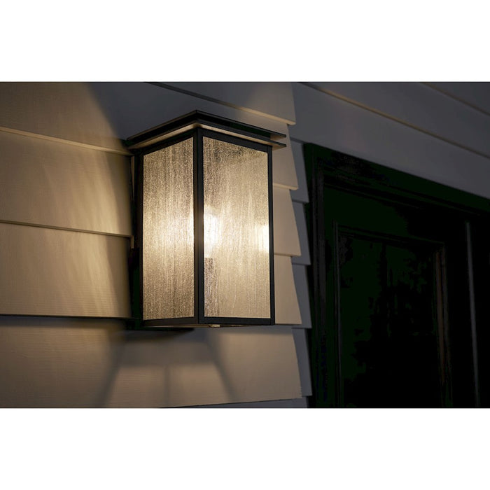 Kichler Arkville 1 Light Outdoor Wall Light, Medium, Black/Seeded