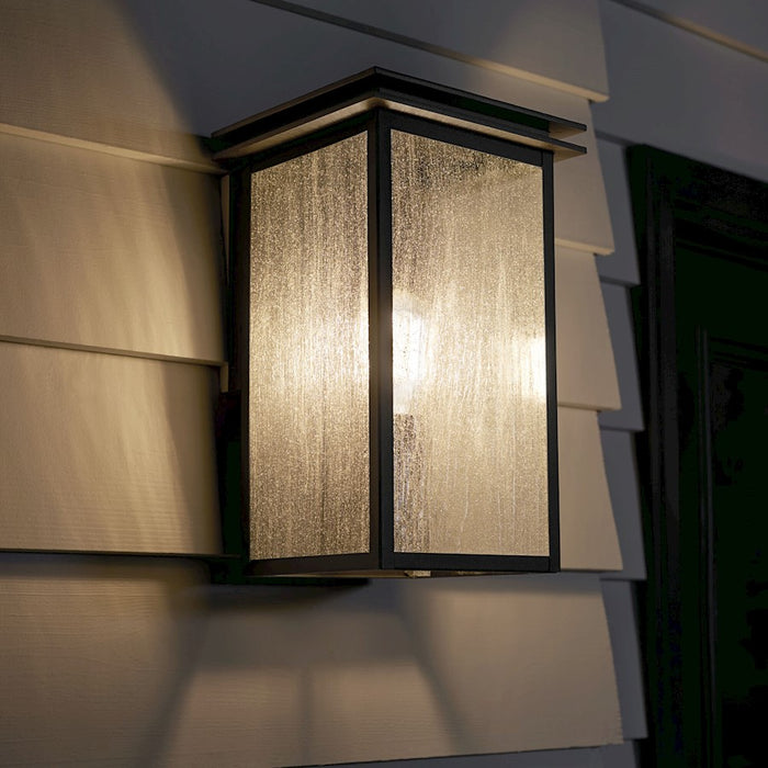 Kichler Arkville 1 Light Outdoor Wall Light, Medium, Black/Seeded