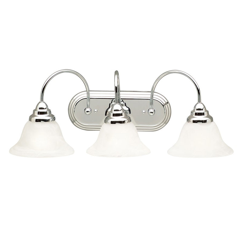 Kichler Telford Bath 3-Light Vanity Light | Chrome and Alabaster Swirl Glass | Bathroom Vanity | 24.75 x 9 in | Model 5993CH