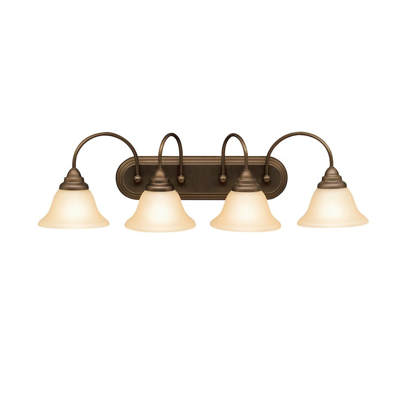 Kichler Telford 33in 4-Light Vanity Light | Transitional Olde Bronze and Umber Etched Glass | Bathroom Vanity | 33 x 9 in | Model 5994OZ