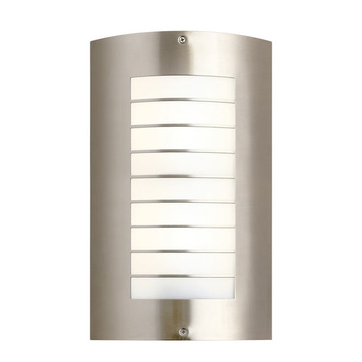 Kichler Newport 15in 2-Light Outdoor Wall Sconce | Modern Brushed Nickel and White Diffuser | Modern Entryway & Patio | 9.25 x 15.25 in | Model 6048NI