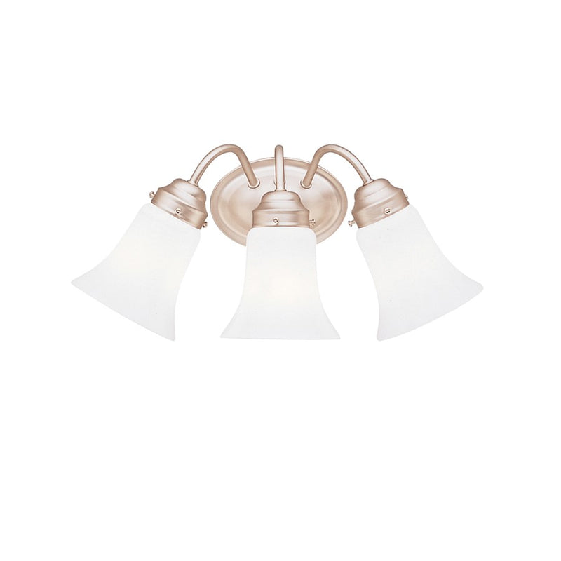 Kichler 3-Light Bath Vanity Sconce | Brushed Nickel Steel and Cased Opal Glass | Bathroom & Powder Room | 18 x 8.75 in | Model 6123NI