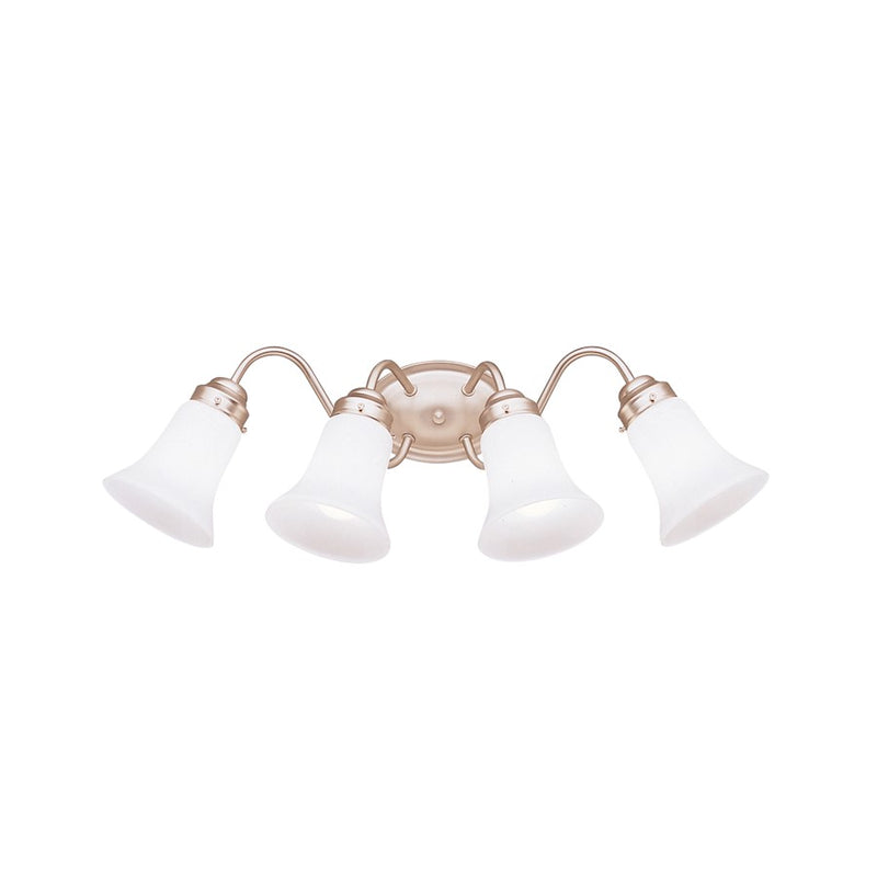 Kichler Bath 26in 4-Light Vanity Light | Brushed Nickel Cased Opal Glass | Bathroom & Powder Room | 26 x 8.5 in | Model 6124NI
