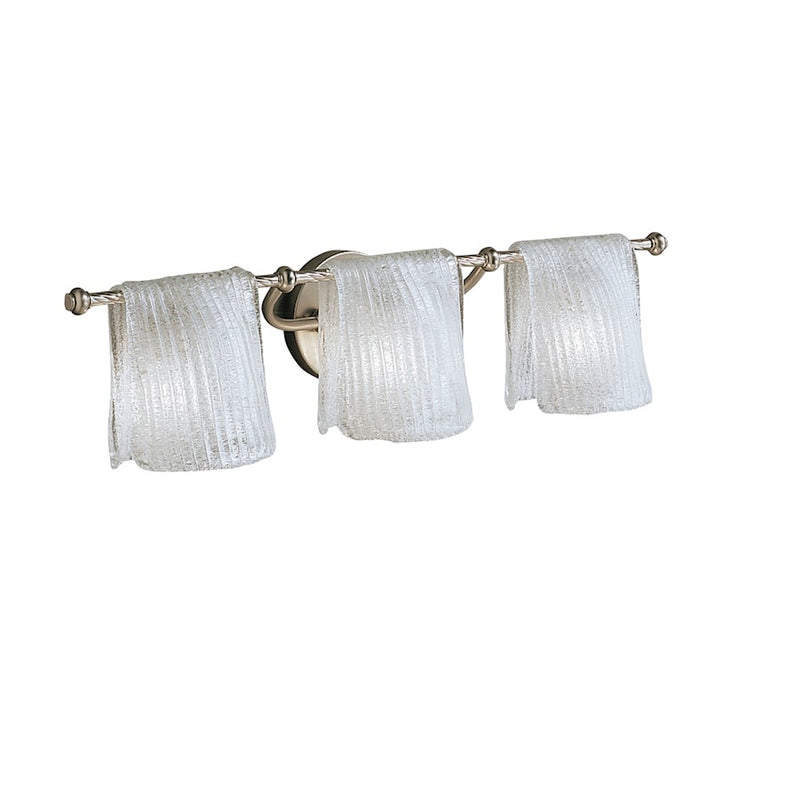 Kichler Drapes 26in 3-Light Bathroom Vanity Light | Transitional Brushed Nickel and Clear Ice Glass | Bathroom Vanity | 26 x 7 x 6.5 in | Model 6313NI