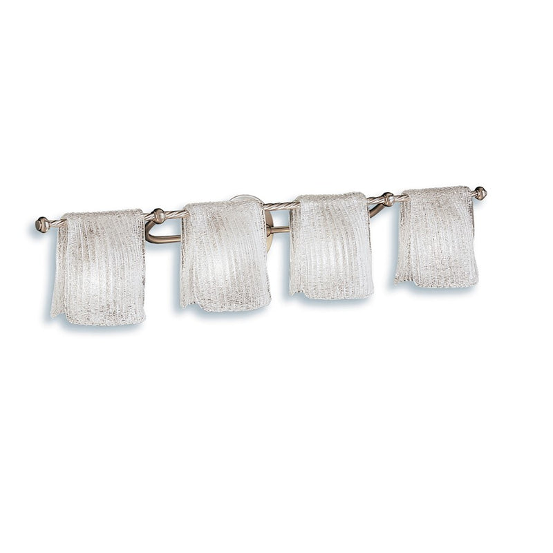 Kichler Drapes 35in 4-Light Bathroom Vanity Light | Transitional Brushed Nickel and Clear Ice Glass | Bathrooms & Powder Rooms | Model 6314NI