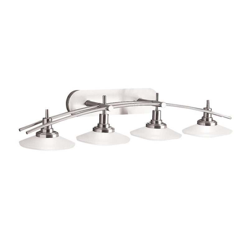 Kichler Structures 40in 4-Light Bath Vanity Light | Brushed Nickel and Satin Etched Glass | Bathroom Vanity | 40 x 8 in | Model 6464NI
