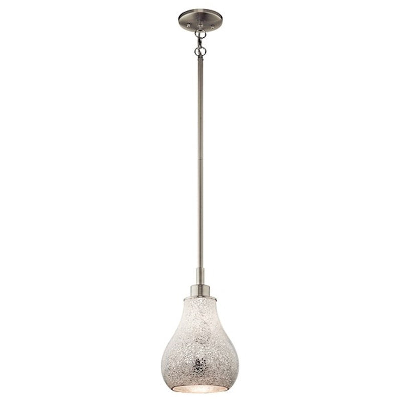 Kichler Crystal Ball 8in 1-Light Mini Pendant | Contemporary Brushed Nickel and Blue Mosaic Glass | Kitchen Island & Dining Room | Model 65408