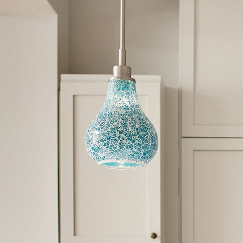 Kichler Crystal Ball 8in 1-Light Mini Pendant | Contemporary Brushed Nickel and Blue Mosaic Glass | Kitchen Island & Dining Room | Model 65408