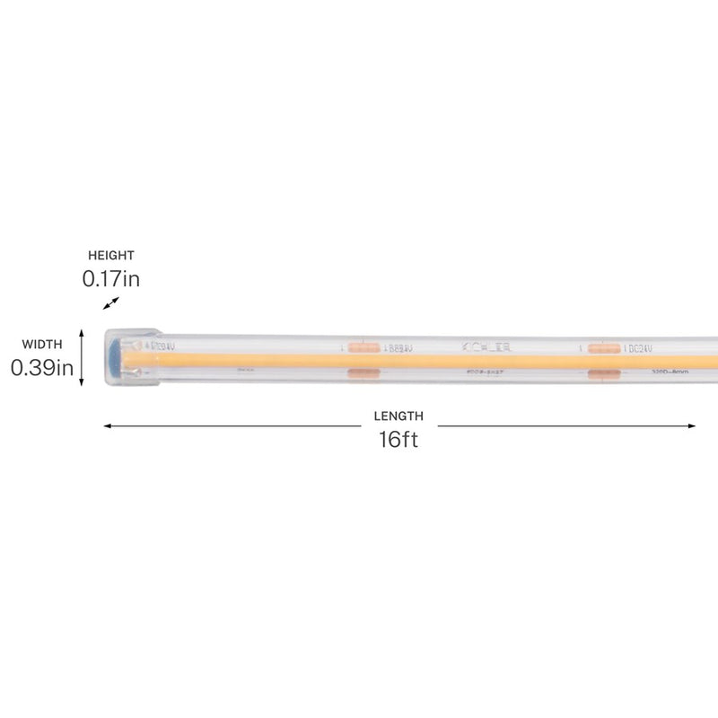 Kichler 6T Series 192in COB Wet Tape Light High 3000K | White Plastic LED Strip | Outdoor & Wet Location Under Cabinet | 240 lm | Model 6COB316H30WH