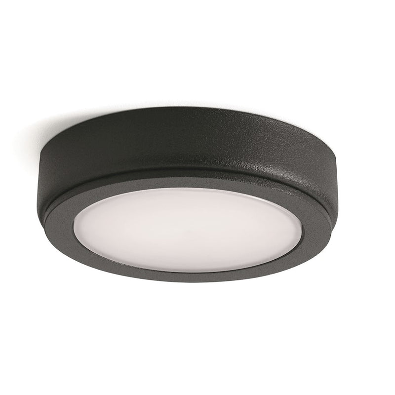 Kichler 6D Series 2.75in LED Accent Disc | Textured Black Aluminum | Under Cabinet & Cabinet Niche | 190 Lumens, 2700K, Dimmable | Model 6D24V27BKT