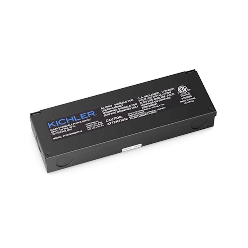 Kichler 24V LED Power Supply 096 | Black Textured Steel | Indoor Damp Location | 8.7 x 2.8 x 1.4 in | Model 6TD24V096BKTV2