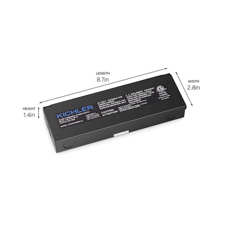Kichler 24V LED Power Supply 096 | Black Textured Steel | Indoor Damp Location | 8.7 x 2.8 x 1.4 in | Model 6TD24V096BKTV2