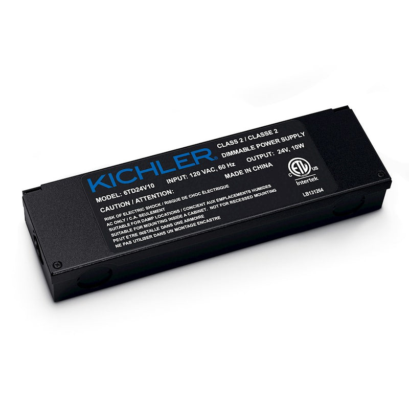 Kichler 24V Dimmable 10W Power Supply | Textured Black Steel | LED Lighting Accessory | 8.75 x 2.5 x 1.5 in | Model 6TD24V10BKT