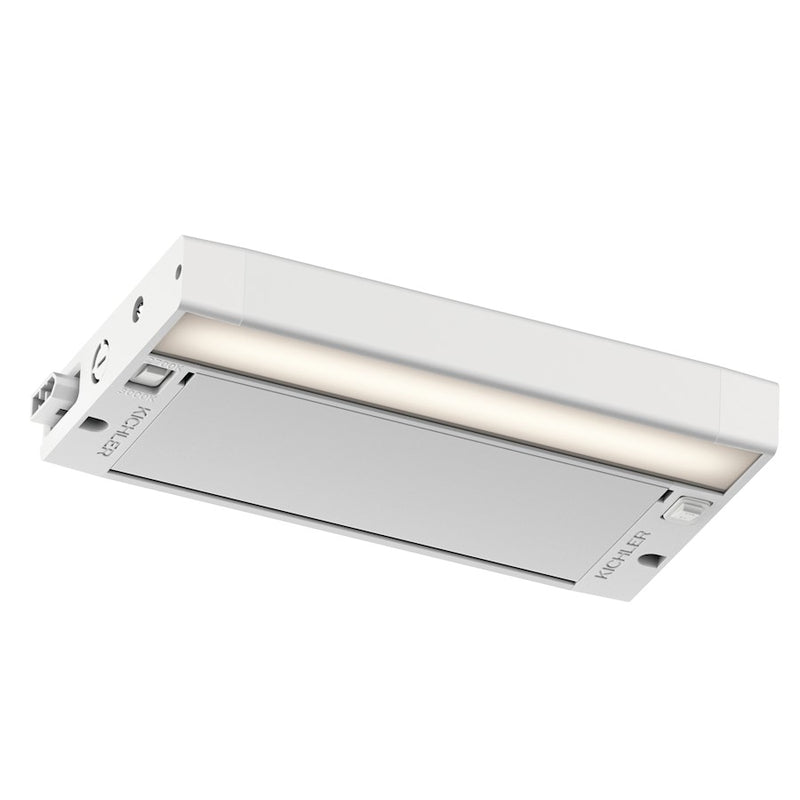 Kichler 6U Series LED 8in Under Cabinet Light | Textured White Aluminum | Kitchen & Workspace Task Light | 270 Lumens | Model 6UCSK08WHT